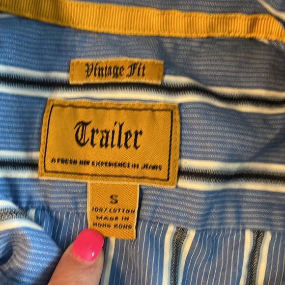 Trailer Womens button down white and blue stripe shirt - Picture 2 of 4